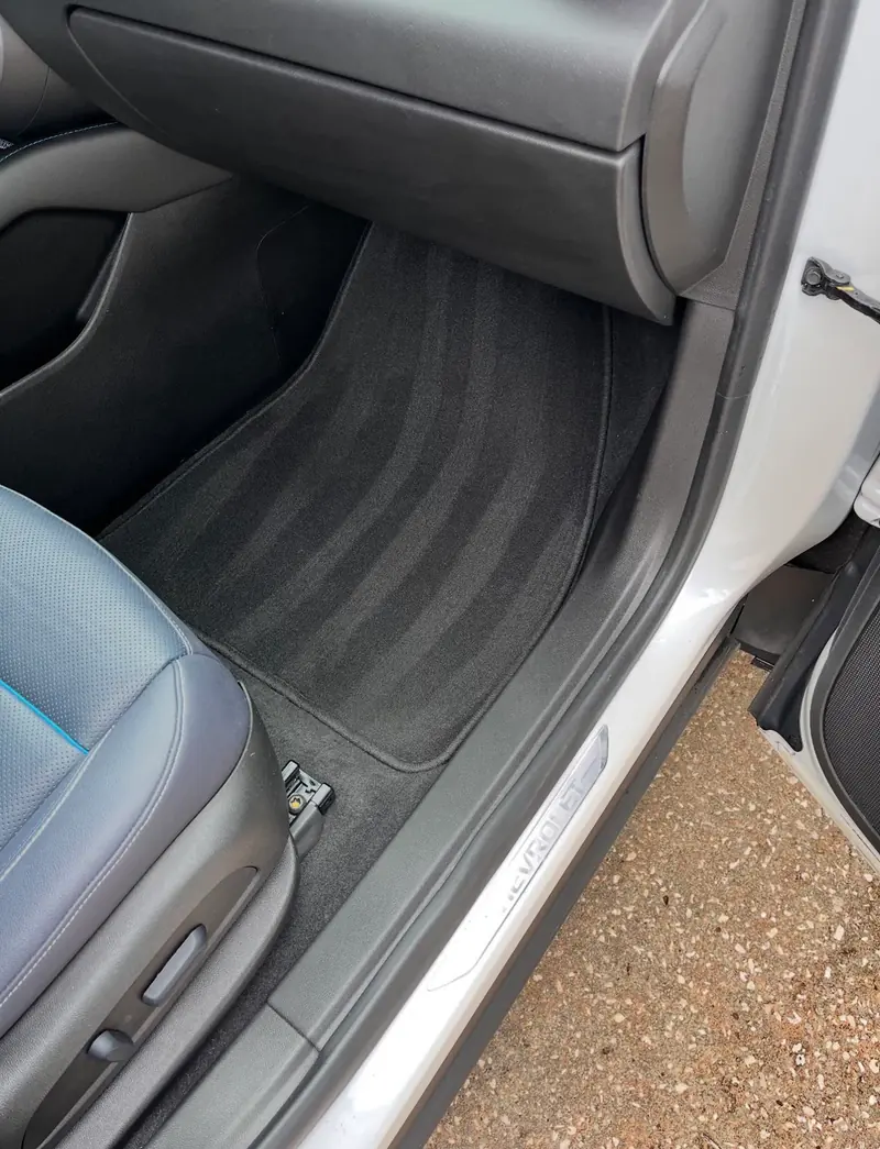 Clean front floor mats and door sill